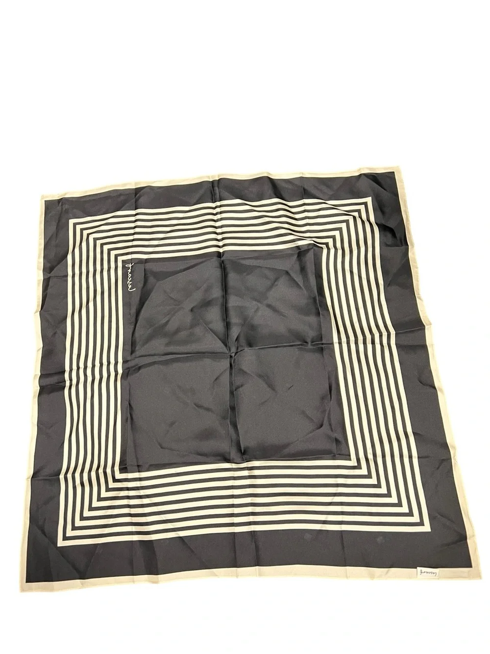 New Lescarf No. 2 Black & Cream Geometric Square Silk Scarf